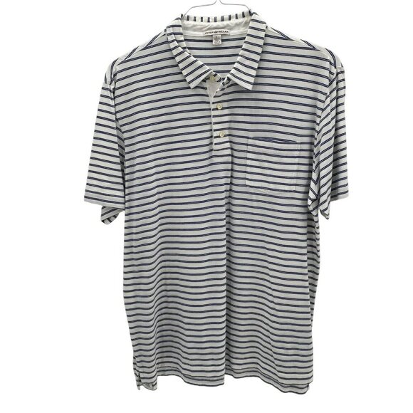 Peter Millar White/Navy Stripe Polo Men's Size L - Picture 1 of 5